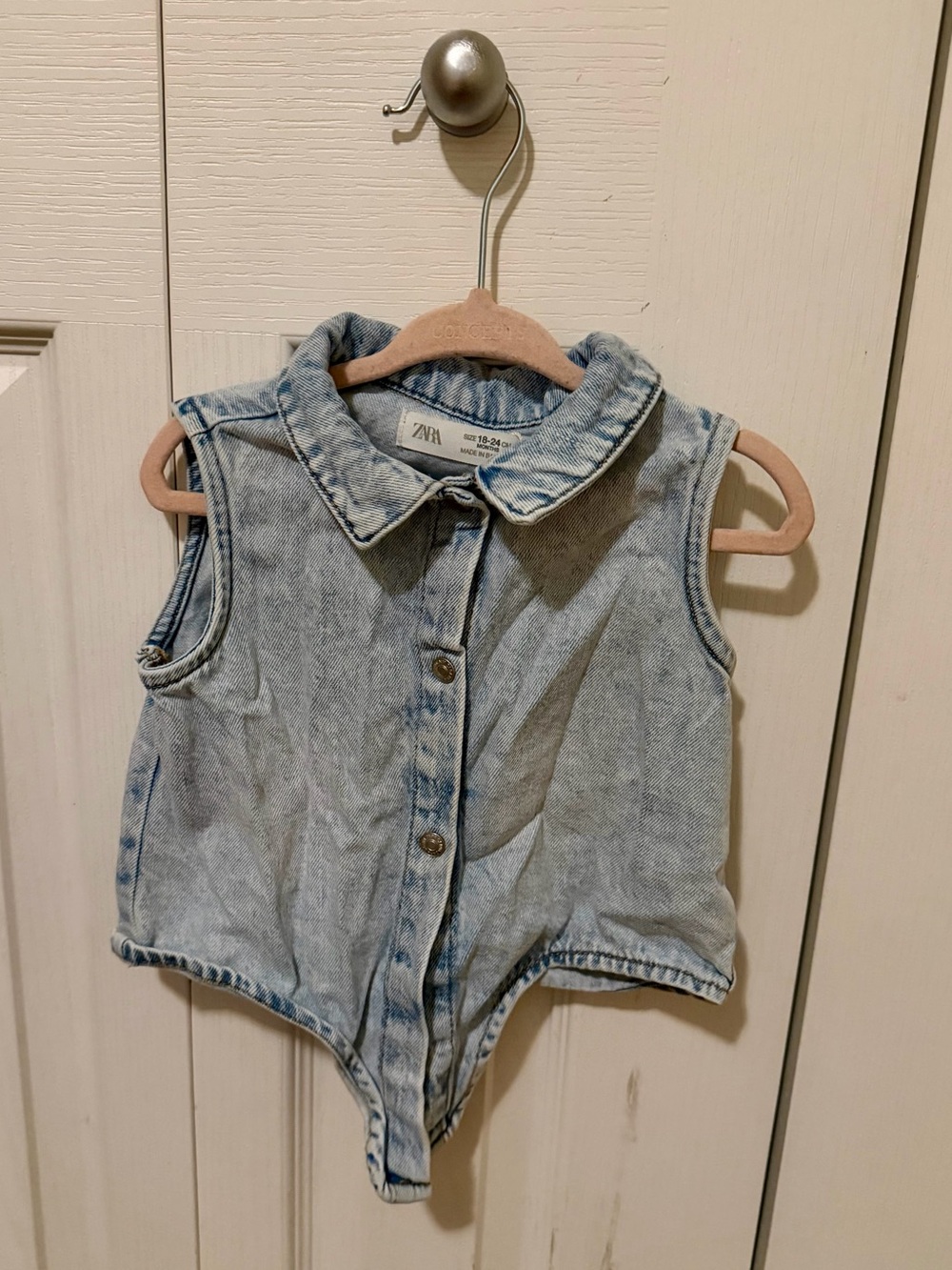 Zara Light Blue Denim Tie Front Top